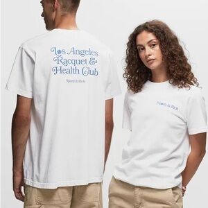 Sporty & Rich - LA Racquet Club T-Shirt - White/Steel Blue